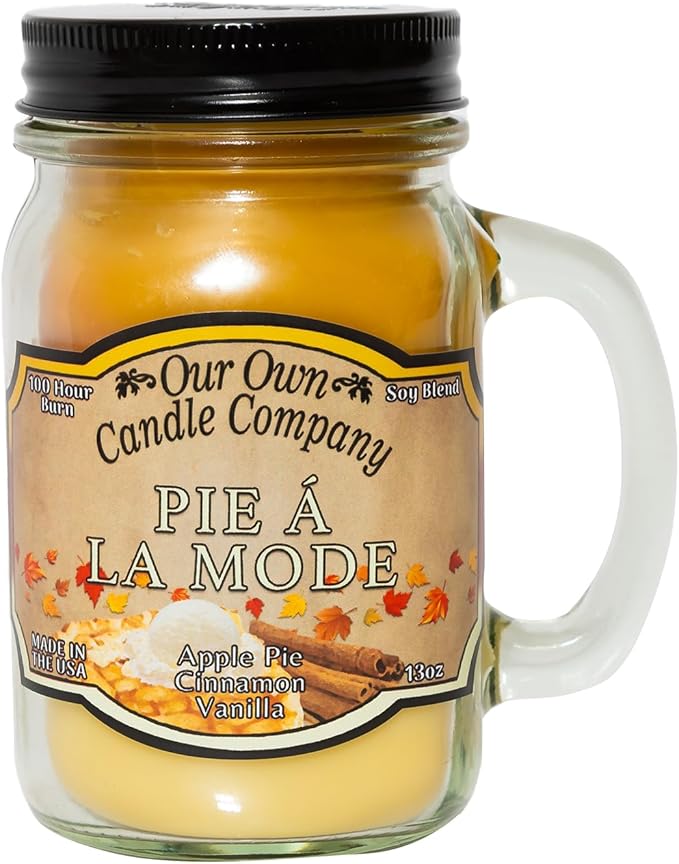Our Own Candle Company, Pumpkin Cream Pie, Cinnamon, and French Vanilla Scented Mason Jar Candle, 100 Hour Burn Time, 13 Ounces