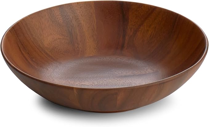 nambe Skye Wood Individual Salad Bowl | Mini Salad Bowls for Serving Salad, Pasta, Fruit, Nuts, Candy | Made of Acacia Wood | 9” D x 2” H | Designed by Robin Levien (SMALL)