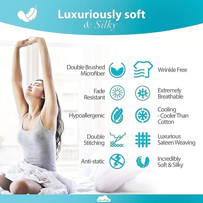 DREAMCARE California King Sheet Sets – 6 pcs Cooling Bed Sheets – up to 15” Deep Cal King Sheets – 2500 Supreme Collection – Extra Soft 100% Brushed Microfiber Hotel Luxury with Side Pocket – L Blue