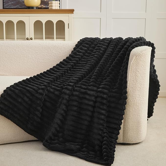 Twin Fleece Blanket for Couch - Super Soft Cozy Throw Blankets for Women,3D Striped Lightweight Blanket for Girls,All Seasons Flannel Blanket，Bed Home Decor，60x80 Inches
