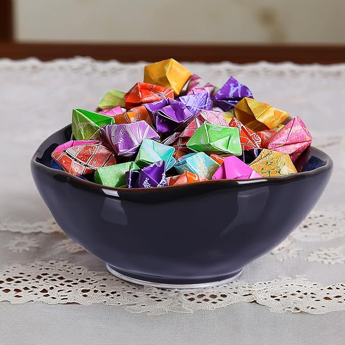 8" Blue Ceramic Decorative Bowl, Ceramic Fruit Bowl, Key Bowl for Entryway Table, Candy Dishes, Fruit Bowl for Kitchen Counter, Blue Small Jewelry Trinket Dish for Bedroom, Bedside Table, Living Room