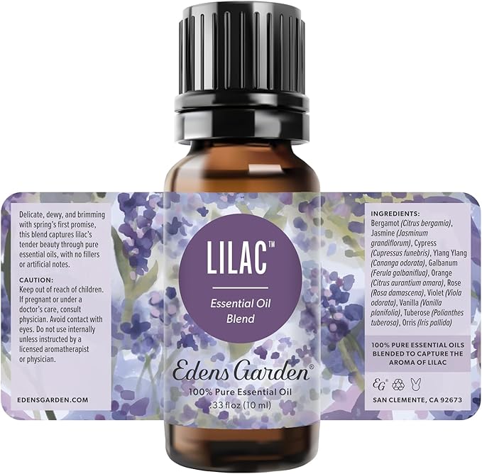 Edens Garden Lilac Essential Oil Blend – 100% Pure Premium Grade, Synthetic-Free Freshie Scent Alternative, Undiluted, for Soap Making, Diffuser & Humidifiers, Floral Aromatherapy 10 ml (.33 fl oz)