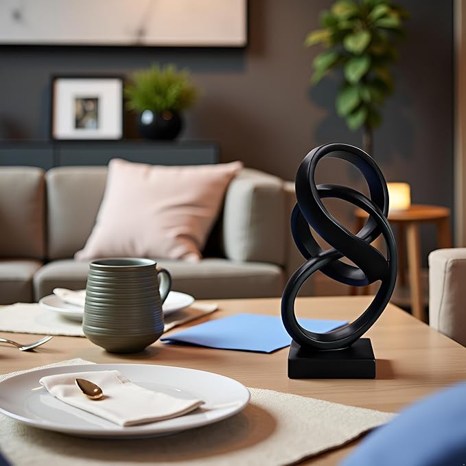 15" Modern Abstract Ribbon Decorative Sculpture, Knot Sculptures,Home Decor,Coffee Table Statues,Dining Living Room Desk Decor