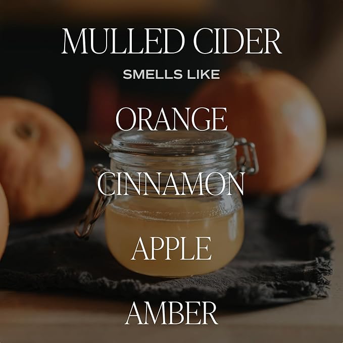 Sweet Water Decor Mulled Cider Candle - Fall Candles with Orange, Cinnamon, Apple, and Amber Scent for Home - Fall Soy Candle with 40 Hours Burn Time - 9Oz Black Lid Amber Jar Mulled Cider Scents