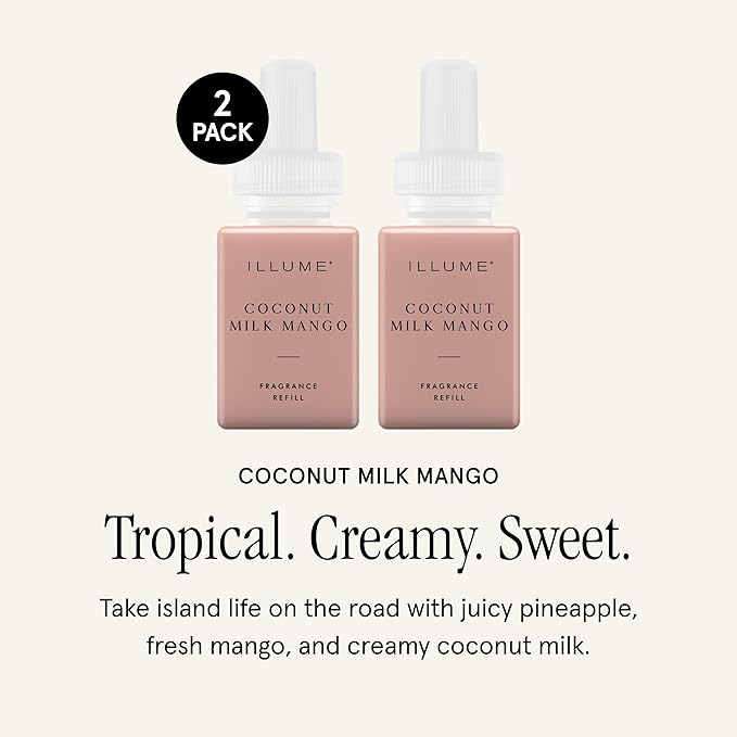 Pura & Illume Home Scent Refill - Smart Home Air Diffuser - Up to 120-Hours of Luxury Fragrance per Refill - Spring & Summer Fragrance - 2 Pack, Coconut Milk Mango