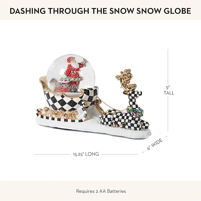 MACKENZIE-CHILDS Snow Globe, Christmas Decoration for Living Room, Holiday Decor, Dashing Through The Snow