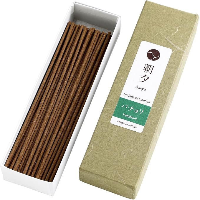 Asayu Japan Traditional Incense Sticks Patchouli Scent 20g (0.71oz) Sampler for Evening Meditation, Relax or Yoga, Made in Japan Quality