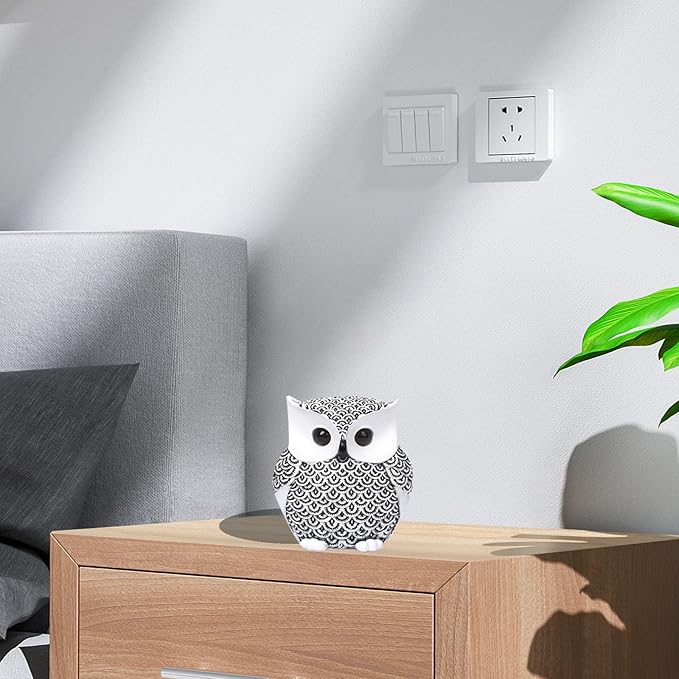 Artpaul Owl Decor Home Décor Accents Small Decor Items for Shelf Owl Figurines Home Decor Owl Decorations for Home, Office, Gifts for Owl Lover (White)