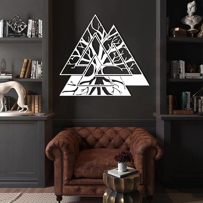 Metal Viking Wall Decor, Tree of Life Metal Wall Art, Norse Viking Decor, Norse Pagan Decor, Pagan Wall Decor, Tree of Life Wall Sculpture, Scandinavian Home Decor, Godly Home Decor (White, 35"x35"|90x90cm)