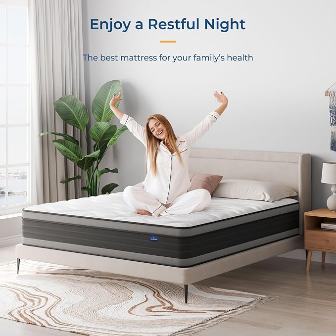 Vesgantti Twin Mattress, 12 Inch Hybrid Twin Size Mattress in a Box, Memory Foam and Individually Pocket Spring, Innerspring Mattress for Pressure Relief and Supportive, Medium Firm