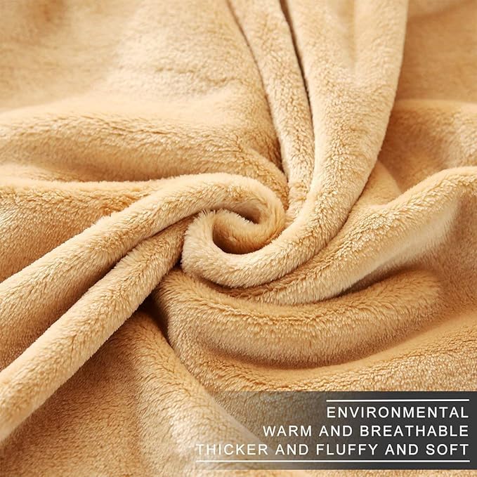 Fleece Blanket Queen Size 350GSM Lightweight Throw for The Bed Extra Soft Brush Fabric Super Warm Sofa Blanket 90" x 90"(Camel Queen)