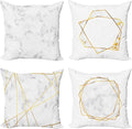 Ambesonne Marble Throw Pillow Cushion Case Pack of 4, Modern Design Illustration of Geometric Golden Yellow Tone Lines Shapes, Modern Accent Double-Sided Digital Printing, 18", Grey Mustard