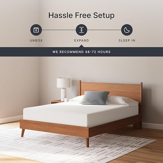 Signature Design by Ashley Full Size Chime 12 Inch Medium Firm Memory Foam Mattress with Green Tea & Charcoal Gel for Pressure Relief, Fiberglass Free, Mattress In A Box