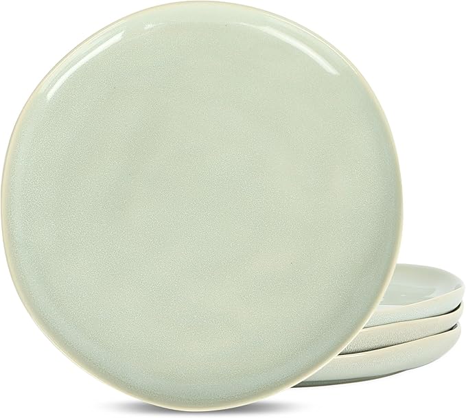 Stone Lain Mirella 4-Piece Dinner Plate Set Stoneware, Dishwasher and Microwave Safe, Light Green