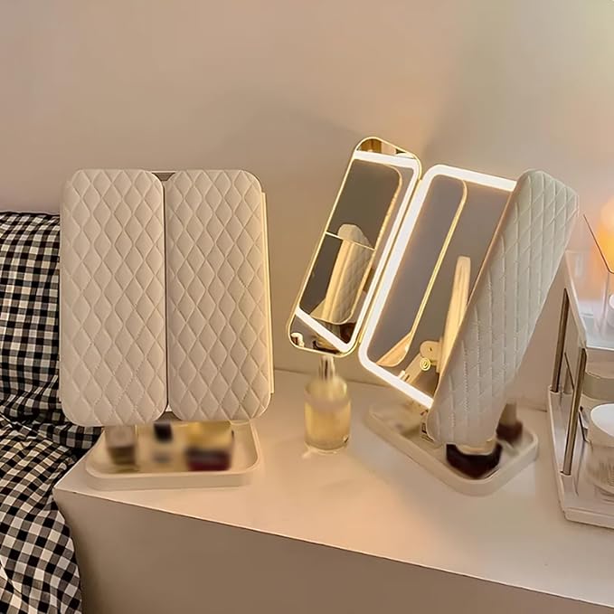 Vanity Mirror Pro, Trifold Led Makeup Mirror, Aristoparis Makeup Mirror, Glisera Makeup Mirrors, Glisera Smart Mirror with Lights,LED Trifold Vanity (White)