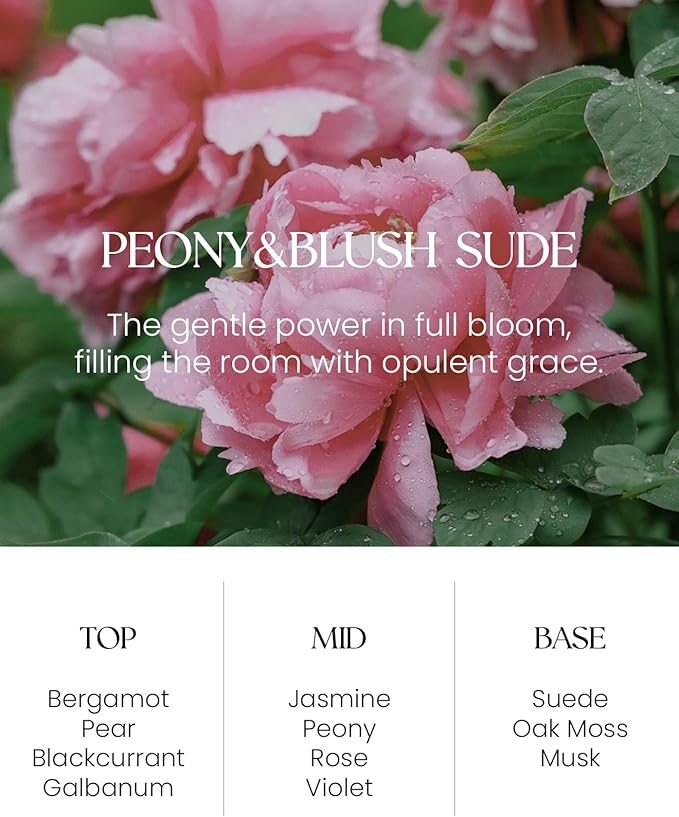 M&SENSE Peony Blush Sude Reed Diffuser Set - 8.79fl oz Home Fragrance Non-Toxic Essential Oil Diffuser with Sticks, Air Freshner Gifts for House Bedroom Bathroom Office Decor