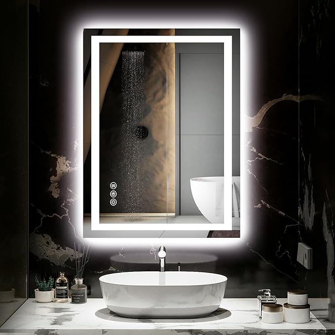 24X32 LED Bathroom Mirror with Lights, Anti-Fog, Dimmable, Backlit + Front Lit, Smart Bathroom Vanity Mirror, Memory Function, Shatterproof, Tempered Glass (Horizontal/Vertical)
