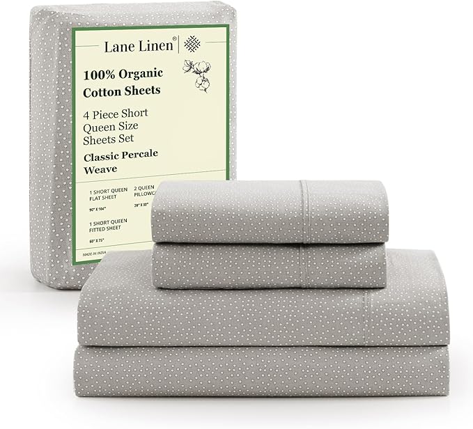 LANE LINEN RV Queen Sheets Set - 100% Organic Cotton Camper Sheet Sets 15" Deep Pocket Fitted - Snowdrop