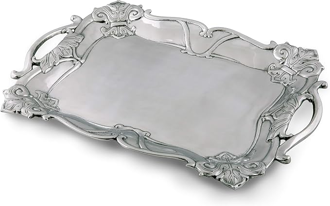 Arthur Court Designs Aluminum Fleur-De-Lis Rectangle 19 inch x 13.5 inch