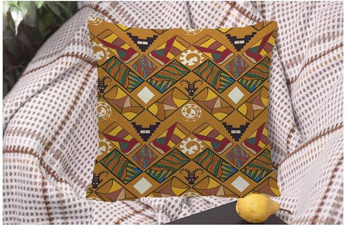 WONDERTIFY Pillow Cover Tribal Abstract Texture in The African Style Raster Copy - Soft Linen Pillow Case for Decorative Bedroom/Livingroom/Sofa/Farm House - Cushion Covers 18x18 Inch