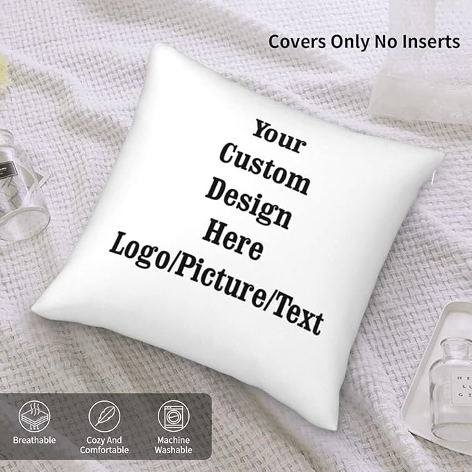Custom Pillowcase Design Your Own Photo Pillowcase Two-Sides Printed Cushion Covers, Personalized Photo Pillow 26 inch x 26 inch (fydgye)