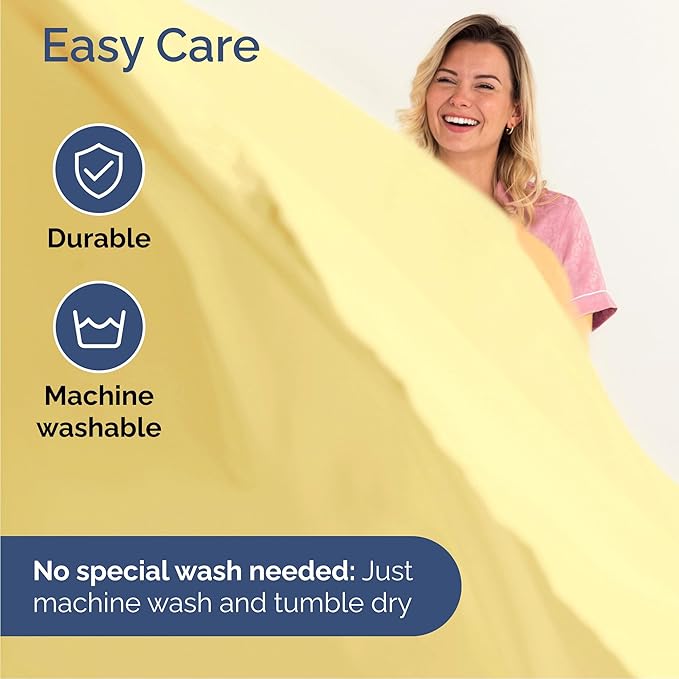 Queen Size 4 Piece Sheet Set - Comfy Breathable & Cooling Bed Sheets Set - Hotel Luxury Bedding for Women, Men, Kids, Teens, Boys & Girls - Deep Pockets, Ultra-Soft, Wrinkle Free - Oeko-Tex - Yellow