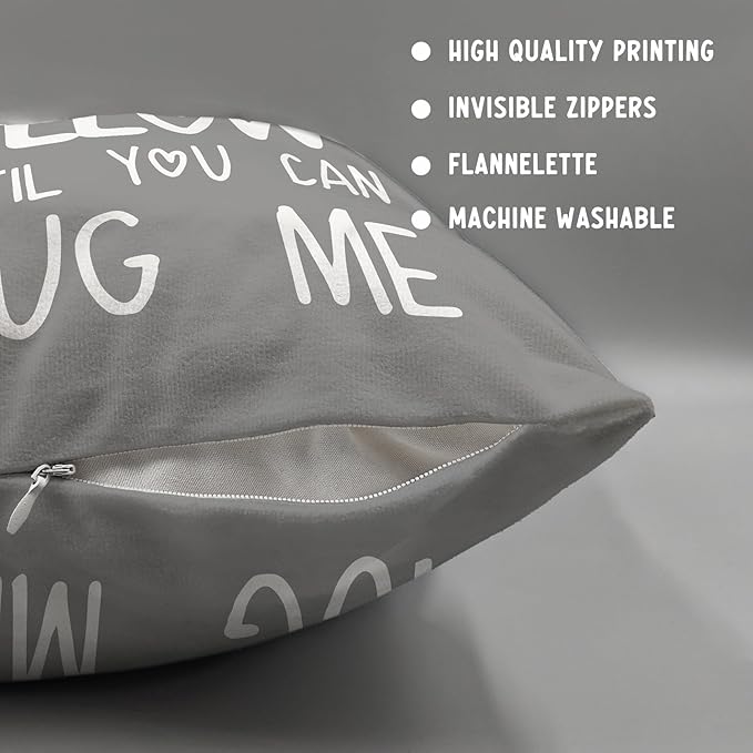 Sufamb Hug This Pillow Until You Can Hug Me Throw Pillow Covers Decor, 20'' x 20'' Pillow case, Boyfriend Girlfriend Birthday Gifts，Long Distance Relationships Gifts， Valentine's Day Gifts,(Gray)