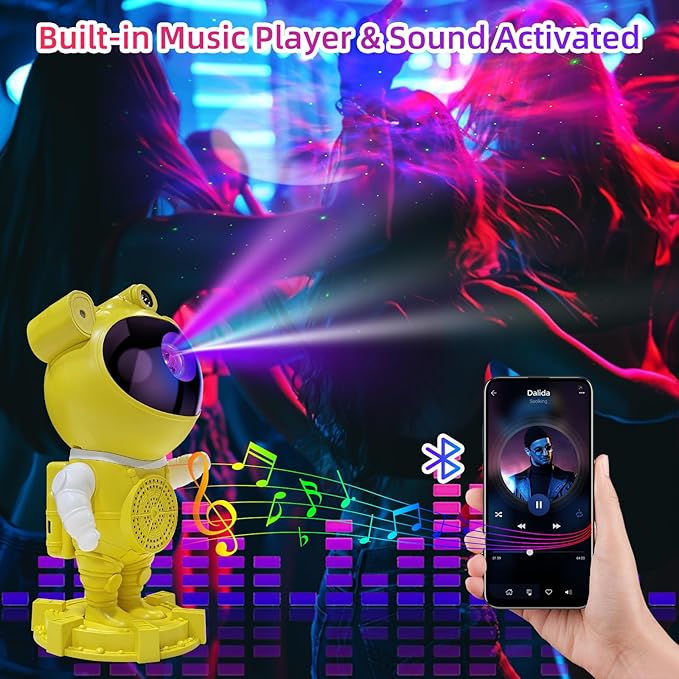 Galaxy Projector Night Light Astronaut-Star Projector, Bluetooth Speaker, White Noise,Nebula Star and Moon Galaxy Lights for Bedroom with Timer,360° Adjustable with Remote, Starry Galaxy Projector