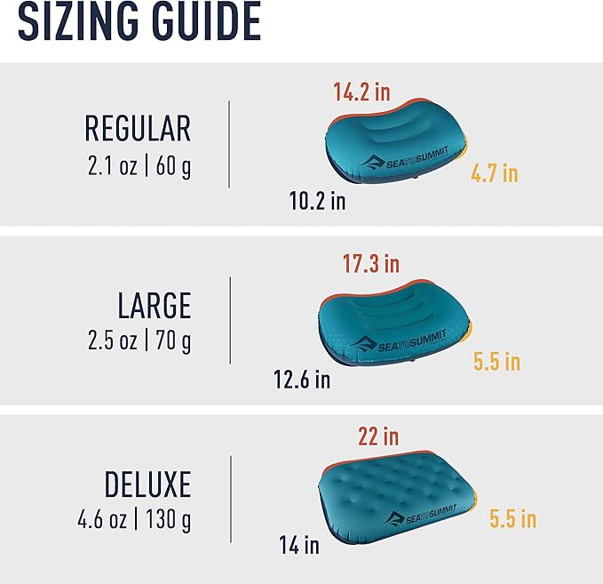 Sea to Summit Aeros Ultralight Inflatable Camping and Travel Pillow, Regular (14.2 x 10.2), Sea Foam