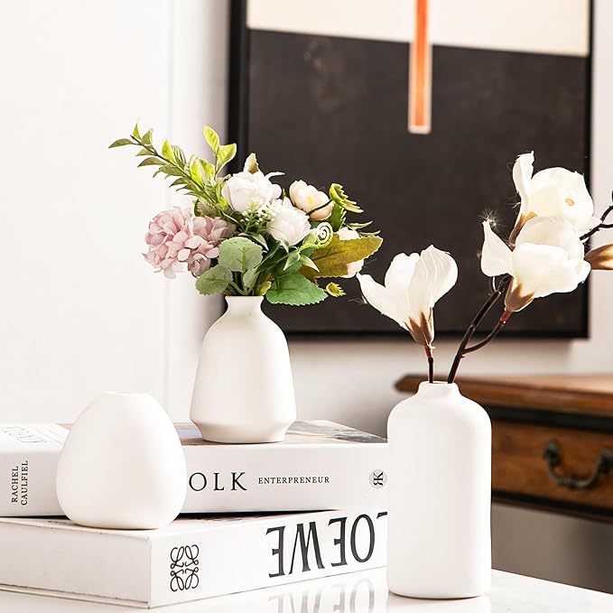 Ceramic Bud Vases, White Mini Vase Set of 11, Small Pottery Vases for Flowers Mini Ceramic Vases for Pampas Grass Vase Bulk for Wedding Table Centerpieces Decoration Boho Home Decor DIY Gift