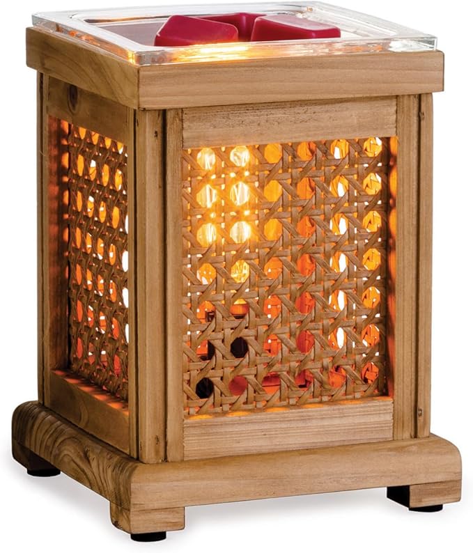 Candle Warmers Etc. Vintage Bulb Illumination Fragrance Warmer- Light-Up Warmer for Warming Scented Candle Wax Melts and Tarts to Freshen Room, Wood and Cane
