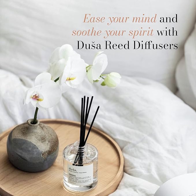 Duša Grapefruit Reed Diffuser & Sticks - 5 Fl Oz Essential Home Fragrance for Bathroom, Office & Living Spaces – Stylish & Long-Lasting Room Air Freshener - Ideal for Housewarming & Special Occasions