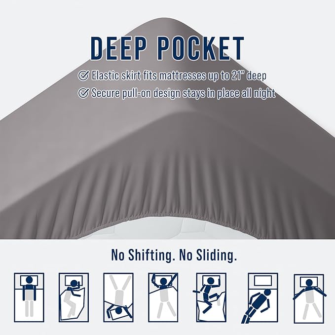 OLANLY Queen Quilted Fitted Mattress Pad – Soft Down Alternative Pillow Top Mattress Topper, Cooling Comfort Breathable Mattress Cover, Machine Washable Deep Pocket Mattress Protector, Light Grey