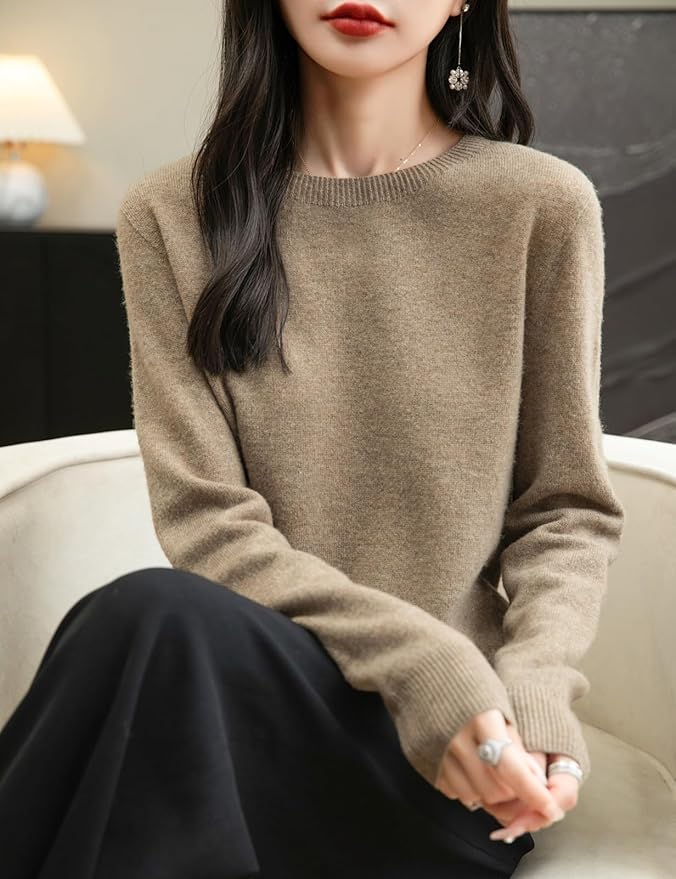 Chanyarn Women's 100% Merino Wool 2025 Fall Winter First-Line Ready to Wear Long Sleeve Seamless Knit Crewneck Sweater
