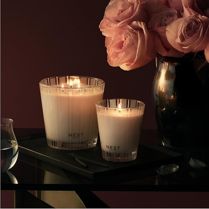 NEST New York Scented Classic Candle, Rose Noir & Oud - 8.1 oz - Up to 60-Hour Burn Time - Reusable Glass Vessel
