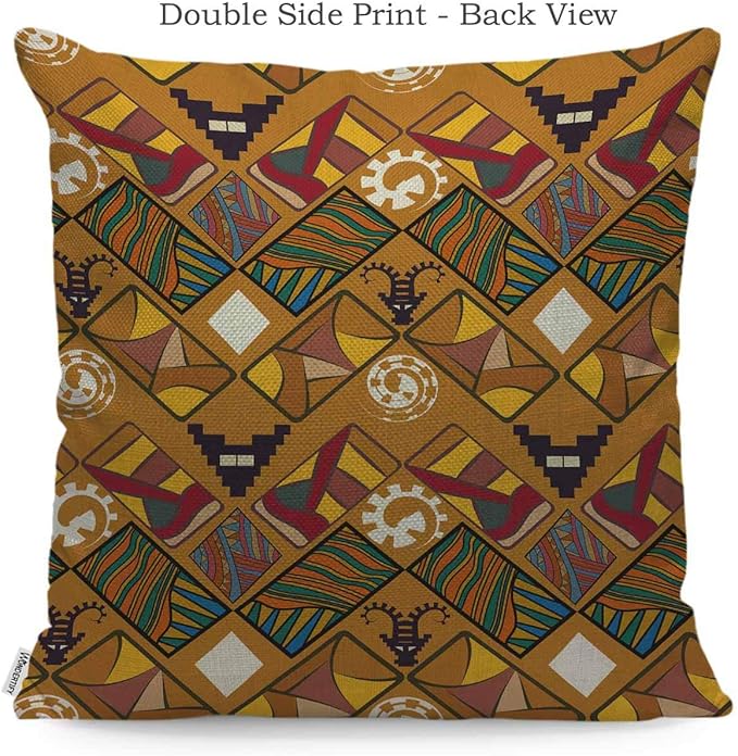 WONDERTIFY Pillow Cover Tribal Abstract Texture in The African Style Raster Copy - Soft Linen Pillow Case for Decorative Bedroom/Livingroom/Sofa/Farm House - Cushion Covers 18x18 Inch