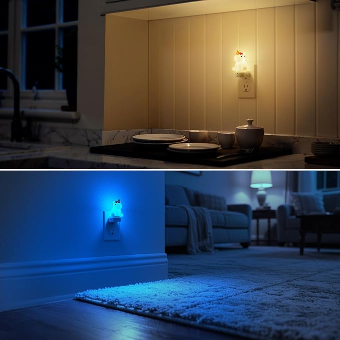 DORESshop LED Night Light for Kids[2 Pack], 3D Cute Unicorn Night Lights Plug into Wall with Dusk to Dawn Sensor, RGB+Soft White 3000K Night Light, Christmas Birthday Gift for Kids, Room Decor
