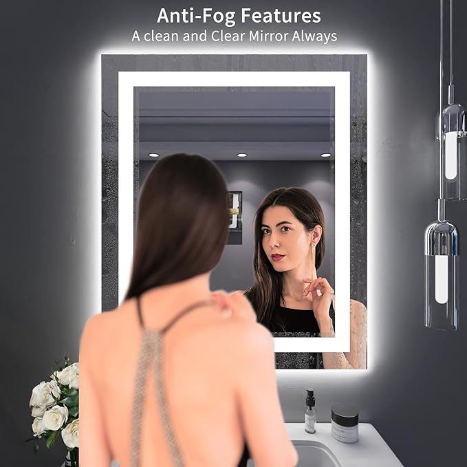 LOAAO 30X36 LED Bathroom Mirror with Lights, Anti-Fog, Dimmable, Backlit + Front Lit, Lighted Bathroom Vanity Mirror for Wall, Memory Function, Tempered Glass, Shatter-Proof, ETL Listed