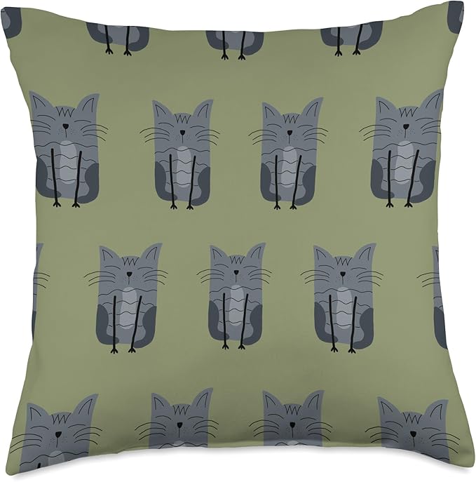 Cute Scandinavian Animals Designs Scandinavian Cat Boho Pattern Throw Pillow, 18x18, Multicolor