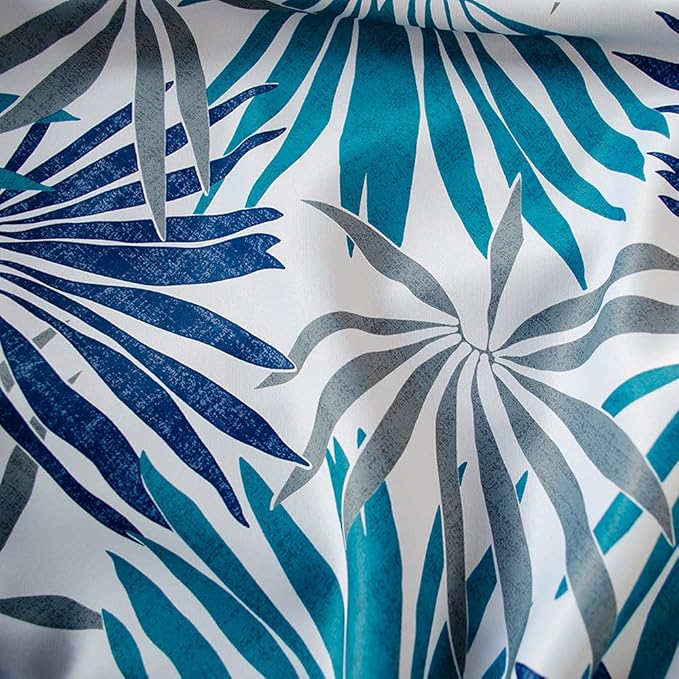 Linentalks Blue Leaf Curtains for Bedroom, Blue Gray Patterned Blackout Curtains 96 Inch Length 2 Panels Set, Light Blocking Room Darkening Curtains Grommet Thermal Insulating Navy Black Out Drapes