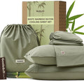 Bedsure Cooling Sheets, Rayon Derived from Bamboo & Cotton Blend, GentleSoft, Breathable, Queen Sheet Set, Deep Pocket Up to 18 Inches, Hotel Luxury Bedding for Hot Sleepers, Sage Green