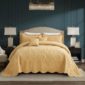 HZ & HY Oversized King Bedspread 138x122 Extra Wide, Quilted Coverlet Bedding Set, Lightweight Thin Comforter, Reversible, Luxurious, 5 Piece, 100% Microfiber, California/Alaskan King, Honey Gold