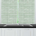 Lunarable Nautical Long Kitchen Curtains, Pattern of Hand Drawn Waves with Boats Floating, 2 Panel Set Drapes with Rod Pocket Room Decor, 55" x 45", Pale Sage Green White Pale Green Pale Rust