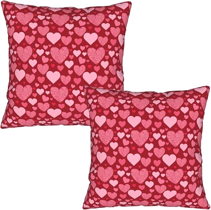 Valentines Throw Pillow Covers - Red Heart Love Pillow Cover 20x20 Pink Mother's Day Anniversary Cushion Cases Set of 2 for Home Porch