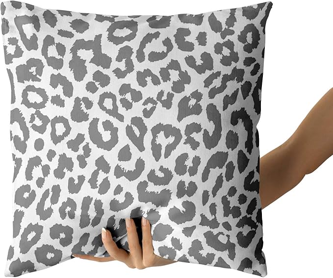 Grey Leopard Print Pillowcase 2pcs Snow Cheetah Animal Print Pillow Covers 18x18 Inch Cheetah Decorative Throw Pillow Cover Watercolor Gray Throw Pillow Cover Cotton Cushion Home Décor