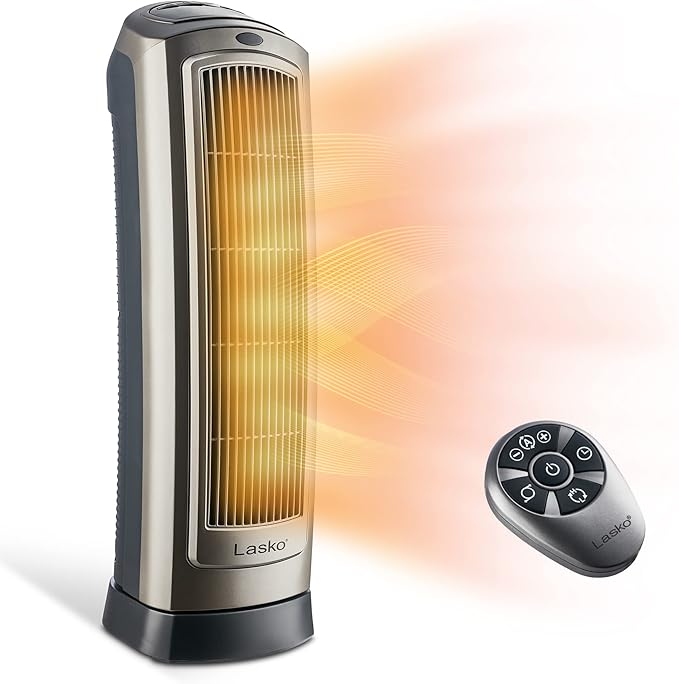 Lasko Oscillating Digital Ceramic Tower Heater for Home with Adjustable Thermostat & 20″ Weather-Shield Performance Box Fan-Features Innovative Wind Ring System for Up to 30% More Air, 20 Inch, 3720