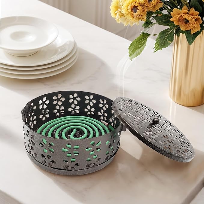 Large Citronella Incense coils and Coil Incense Holder, Made from Natural Plants, Suitable for Outdoor, Living Room, Terrace use (24 Coils and 1 Coil Incense Holder)