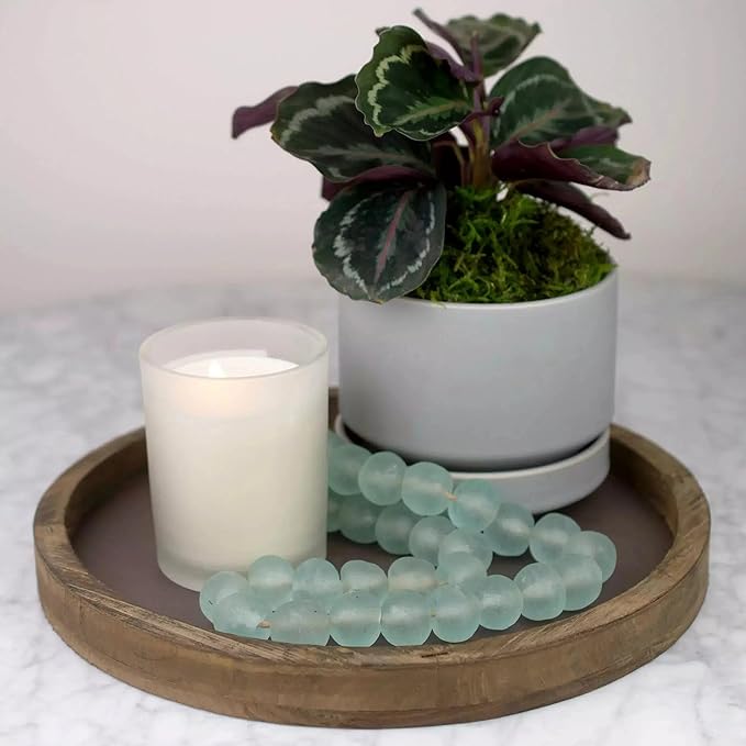 Jumbo Recycled Glass Beads - Beaded Wall Hangings - Extra Large African Sea Glass Beads 21-25mm - The Bead Chest (Clear Aqua)