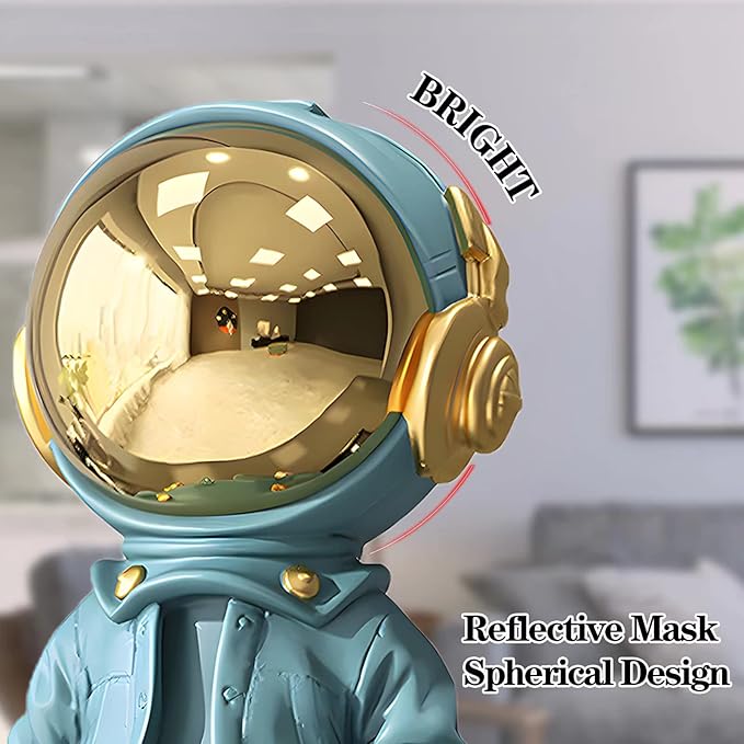 Figurine Statue Astronaut Sculpture Spaceman Decor,Sculpture for Home Decor,Arts Blue Shelf Decoration,Cool Metal Mask Table Decor,Large Spaceman Figure Ornament