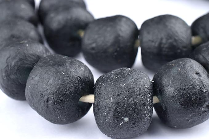 Jumbo Recycled Glass Beads, 21–25mm – African Sea Glass for Wall Hangings, Coffee Table Decor, Shelf Styling, and Home Accents – (Black) – The Bead Chest